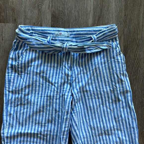 Vineyard Vines Striped Linen Blend Catamaran Pants Blue & White Size 4 Preppy - Picture 2 of 5